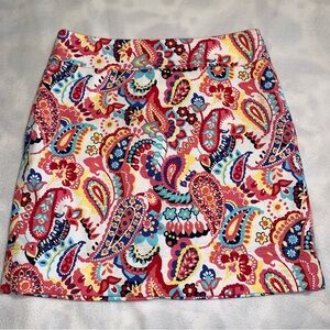 Talbots Pink Paisley Mini Skirt Size 8 EUC